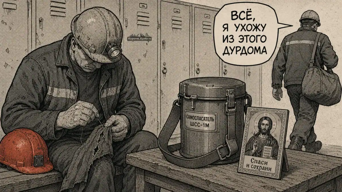 Шахтёр латает робу в бытовке, коллега увольняется — будни шахт «Северный Кузбасс»